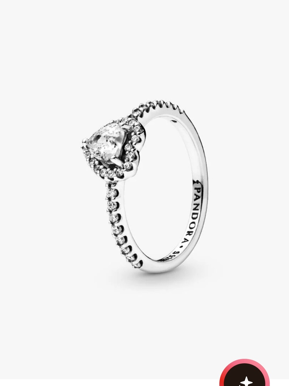 Pandora Silver Heart Halo Ring with Clear Stones